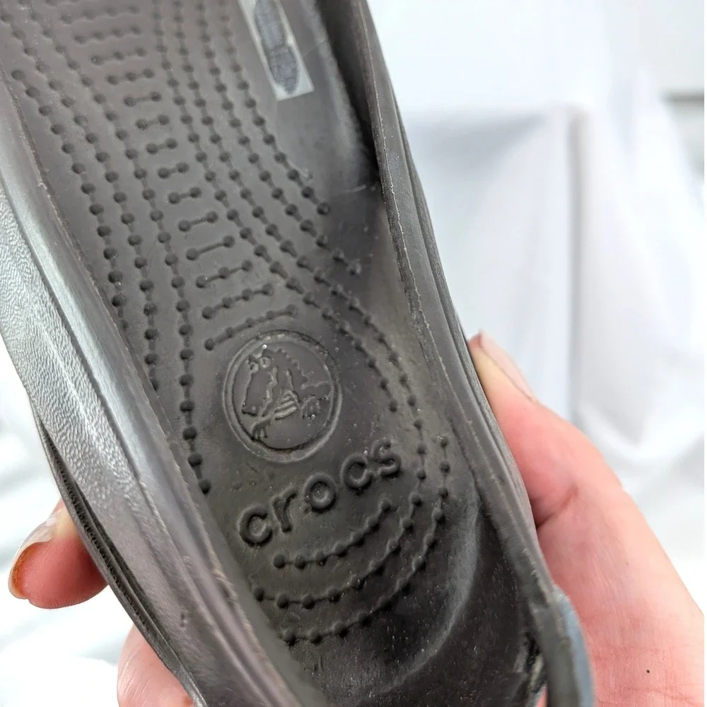 Crocs Slip On Flats Brown Comfort Lightweight Rubber Casual Shoes W8‎